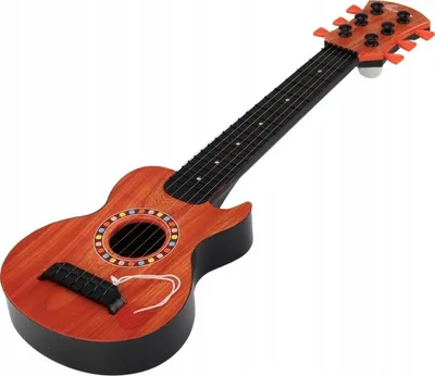 Kitarre lodër për fëmijë Orange Wood Cube, me tela metalikë, ngjyrë portokalli - 3