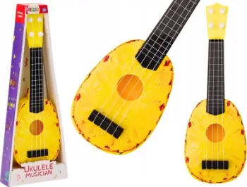 Ukulele për fëmijë Pineapple, 15", 4 tela, e verdhë