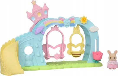 Set lodrash Sylvanian Families 5745 Nursery Swing, playset për shtëpi kukullash, me figurë bebe Milk Rabbit, shumëngjyrësh - 1