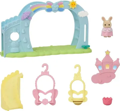 Set lodrash Sylvanian Families 5745 Nursery Swing, playset për shtëpi kukullash, me figurë bebe Milk Rabbit, shumëngjyrësh - 2