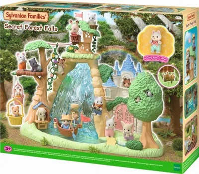 Set loje Sylvanian Families Secret Forest Falls, me ujëvarë dhe kështjellë, multingjyrësh - 2