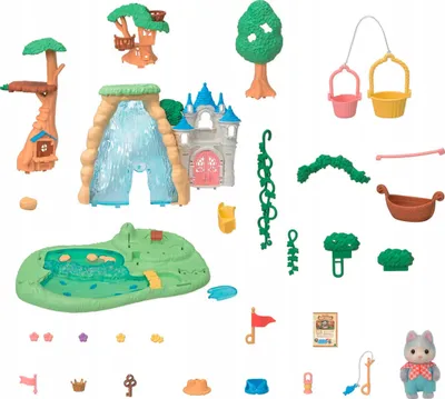 Set loje Sylvanian Families Secret Forest Falls, me ujëvarë dhe kështjellë, multingjyrësh - 5