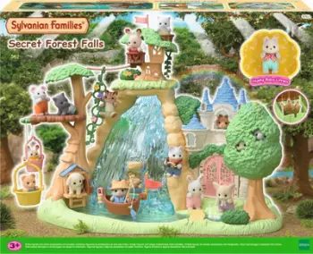 Set loje Sylvanian Families Secret Forest Falls, me ujëvarë dhe kështjellë, multingjyrësh