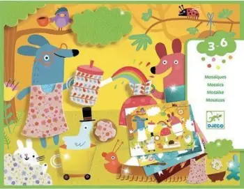 Set kreativ kolazhesh Djeco Foam Fun Collage, mozaikë shkumëze, për fëmijë 3 6 vjeç, shumëngjyrësh