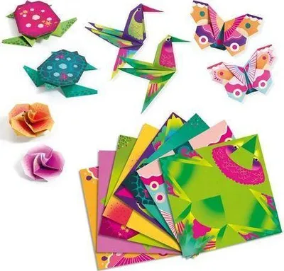 Set origami Djeco Tropics, fletë shumëngjyrëshe, motive tropikale - 5