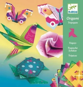Set origami Djeco Tropics, fletë shumëngjyrëshe, motive tropikale