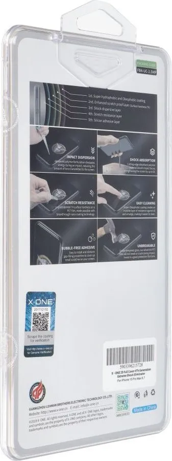 Xham mbrojtës X-One Extreme Shock Eliminator 4th Gen, për iPhone 15 Pro Max, transparent - 2
