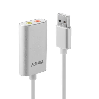Adapter audio Lindy USB Type A, dalje 3.5mm, hyrje mikrofon 3.5mm, i zi - 3