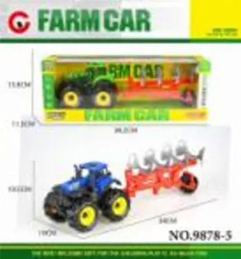 Lodër traktor druri PRO Tractor 9878-5, me rimorkio, shumëngjyrësh