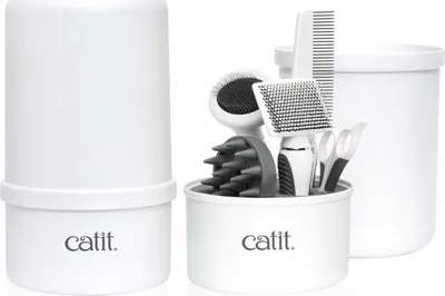 Set për krehje mace CATIT 2.0 Shorthair Grooming Kit, për qime të shkurtra, shumëpjesësh, i bardhë - 1