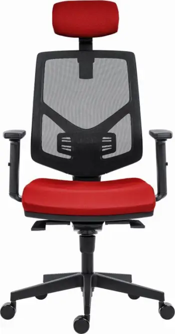 Karrige zyre ergonomike Powerton TINA, me mbështetëse rrjete, e kuqe
