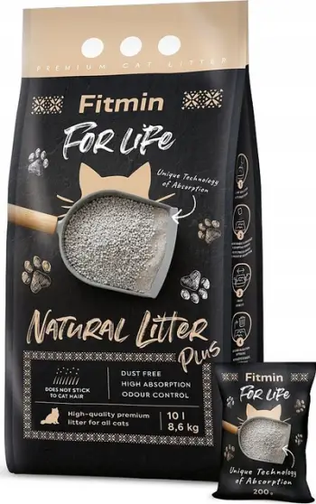 Rërë higjienike për mace Fitmin For Life Natural Plus, bentonit, 10L 8.6kg, natyrale