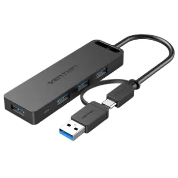 USB hub Vention HBB, 4 porta USB 3.0, USB A dhe USB C, i zi