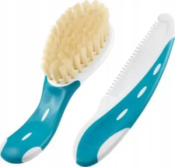 Set furçe dhe krehër për foshnje NUK, ergonomik, blu