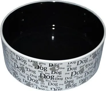 Tas qeramike për qen Yarro International DOG, 19.5 cm, e bardhë e zezë - 1