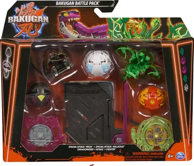 Set lodrash Bakugan Battle 5 Pack Special Attack Trox Nillious Dragonoid Wing Ventri, 5 figura rrotulluese, me karta beteje, shumëngjyrësh - 1