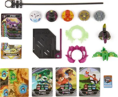 Set lodrash Bakugan Battle 5 Pack Special Attack Trox Nillious Dragonoid Wing Ventri, 5 figura rrotulluese, me karta beteje, shumëngjyrësh - 2