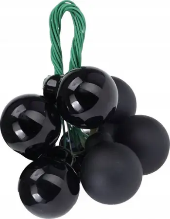 Dekoratë Krishtlindjesh Home Styling Collection, girlandë me 6 toptha xhami, e zezë