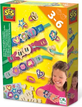 Set krijues SES Creative Easy Rings and Glitter Bracelets, byzylykë dhe unaza, për fëmijë