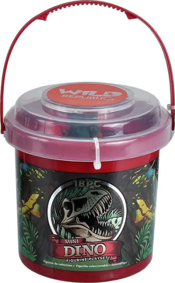 Set figurina dinosauri Wild Republic Bucket Mini Dino, 18 copë, shumëngjyrëshe