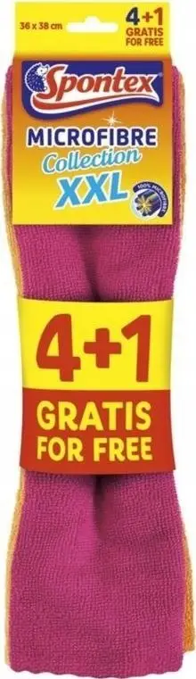 Peshqir mikrofibre Spontex Microfibre Collection XXL, 36x38cm, set 4+1, rozë