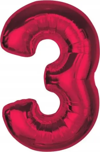 Balonë helium me numër 3, 92 cm, e kuqe
