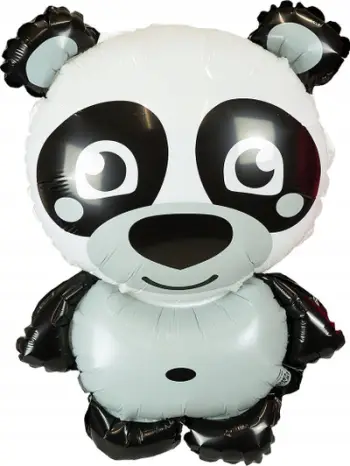 Balon metalik dekorativ Zoo Panda, formë pande, shumëngjyrësh