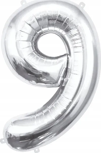 Balon folie Godan Numri 9, 92 cm, argjendtë - 1