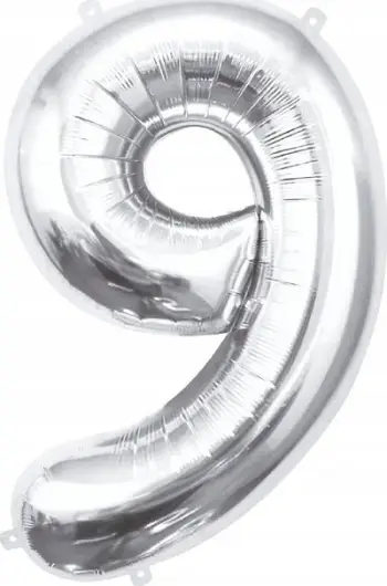 Balon folie Godan Numri 9, 92 cm, argjendtë
