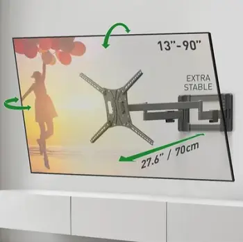 Mbajtës muri për TV Barkan BM464L, 13" 90", Full Motion, i zi