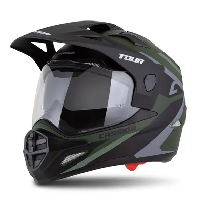 Kaskë moto CASSIDA Tour 2.0 X-tra, Pinlock ready, mat e gjelbër gri e zezë - 1