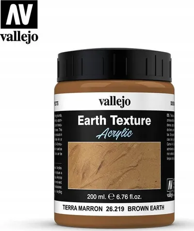 Pastë teksture akrilike Vallejo Brown Earth, efekt pluhuri dhe balte, 200ml, kafe - 2