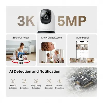 Kamerë sigurie Mercusys MC230, 3K, WiFi, e bardhë - 5