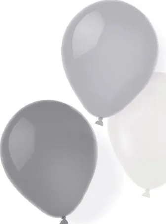 Balona Amscan Latex, 25.4 cm, set 8 copë, argjendtë dhe të bardha - 1