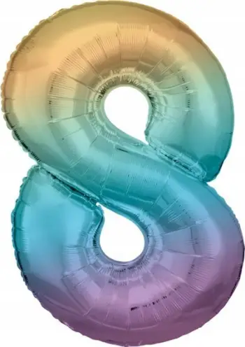 Balonë folie ALBI numri 8, 86 cm, pastel rainbow