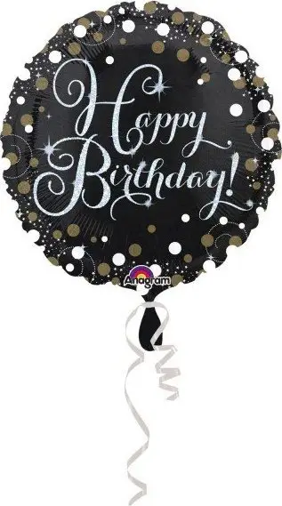 Balonë folie për ditëlindje Amscan Sparkling Birthday, 43cm, rrumbullake, me shkëlqim