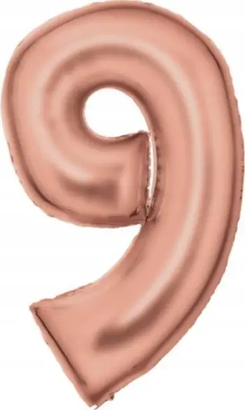 Balonë folie numër 9, 86cm, satin rose gold