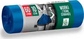 Qese mbeturinash Anna Zaradna, 60L, me shirit tërheqës, blu