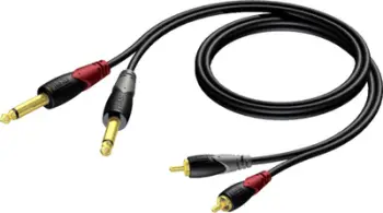 Kabllo audio Procab CLA631, Jack 6.3mm x2 në RCA x2, 1.5m, e zezë