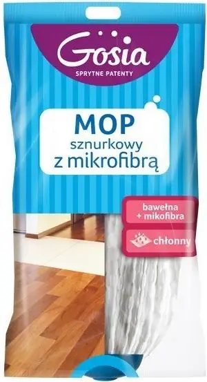 Refill mop me fije Gosia String, mikrofibër dhe pambuk, i bardhë