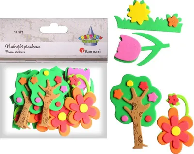 Stickerë shkumë 3D Titanum Flowers Trees Grass, set 12 copë, shumëngjyrësh - 1