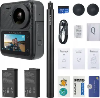 Kamerë aksion Kandao QooCam 3 360°, Travel Combo, e zezë