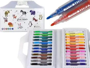 Markera akrilik Leantoys, set 24 copë, në kuti plastike, shumëngjyrëshe