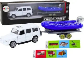 Lodër makinë off-road me rimorkio dhe varkë LEAN Toys, set lojërash, shumëngjyrëshe