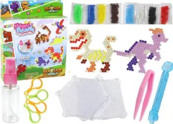 Set lodër rruaza me ujë Leantoys Dinosaurs, DIY, 8 ngjyra, shumëngjyrëshe
