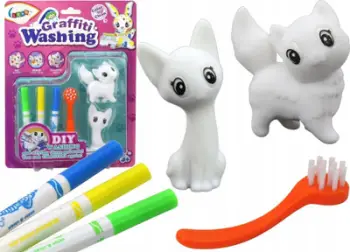 Set kreativ për pikturim kotele Leantoys Graffiti Washing, 2 copë, me markera, i bardhë