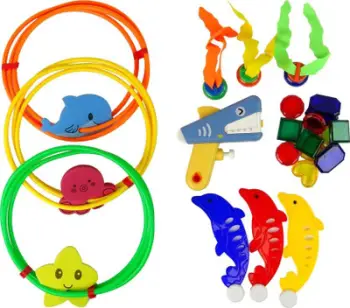 Set lodrash pishine Leantoys Diving Learning, hula hoop zhytjeje, figura detare shumëngjyrëshe
