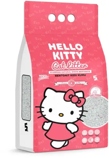 Rërë higjienike për mace Hello Kitty Bentonite, aglomeruese, aromë pudër bebe, 5L
