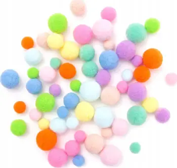 Set pom pone pelushi Rainbow, 60 copë, shumëngjyrëshe