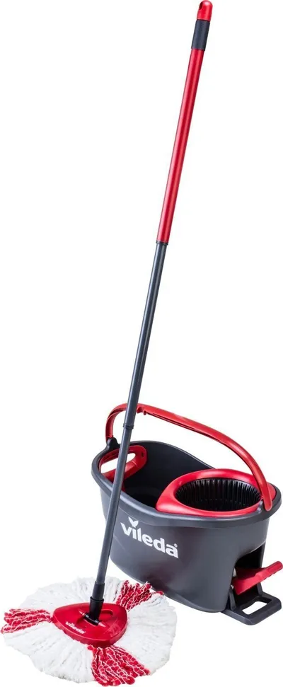Set mop me kovë Vileda Turbo 158572, sistem rrotullues, me kokë rezervë, i kuq gri - 2